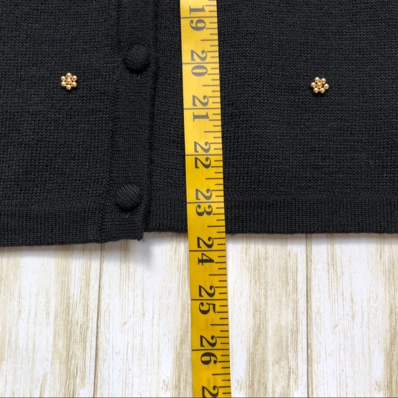 Talbots Merino Wool Black Sweater With Gold Beads - Picture 9 of 10